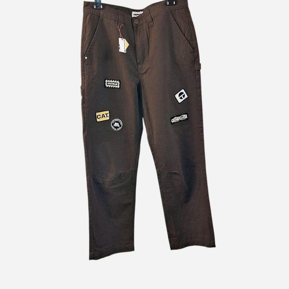 Caterpillar Men's Olive Green Cargo Pants with Patches